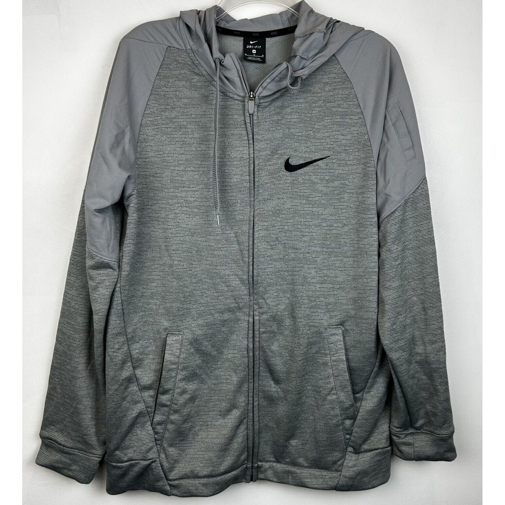 Nike Jacket Mens Medium Gray Full Zip Hoodie Spotlight Dri Fit Hoodie Athleisure